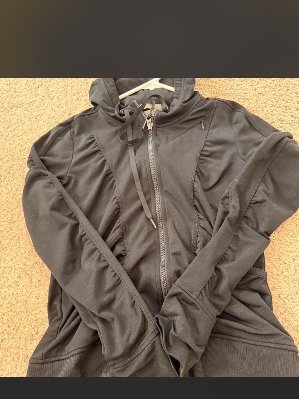 Athleta Black Full-Zip Hooded Utility Jacket